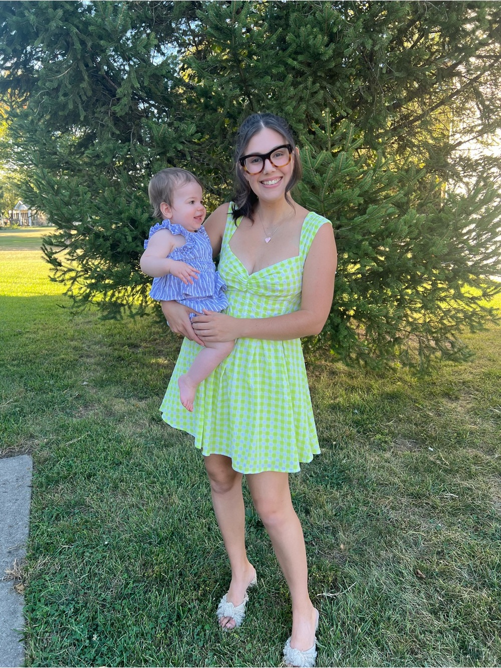 For Love And Lemons Lime Gingham Mini Dress *altered